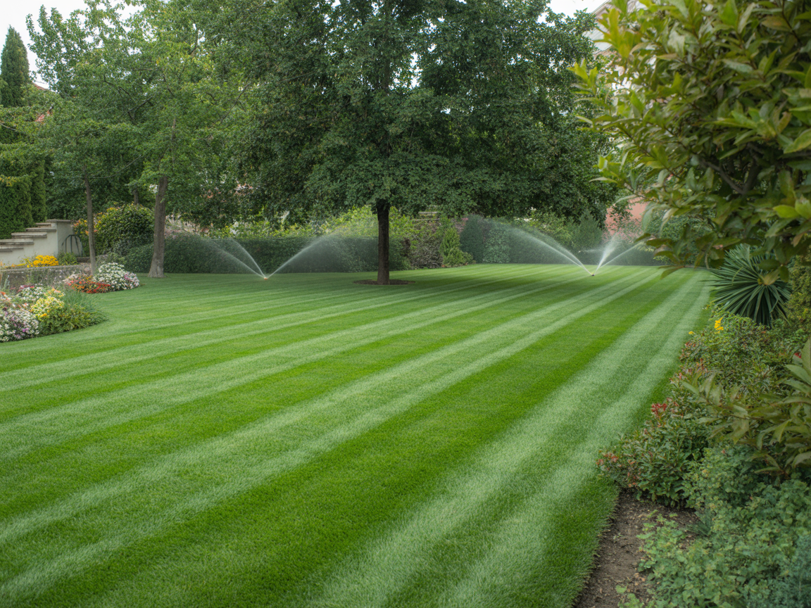Rasenflächen mit Beeten