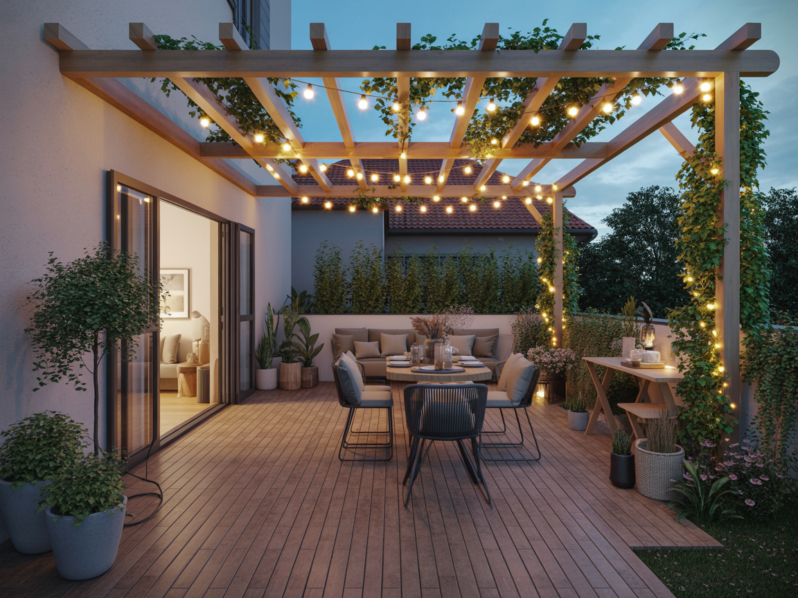 Terrassengarten mit Pergola